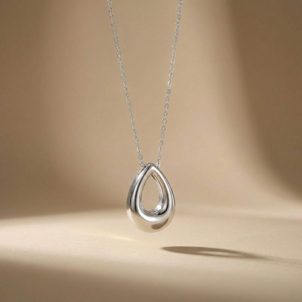 Silver Teardrop Keepsake Necklace for Ashes - Sacred Hollow