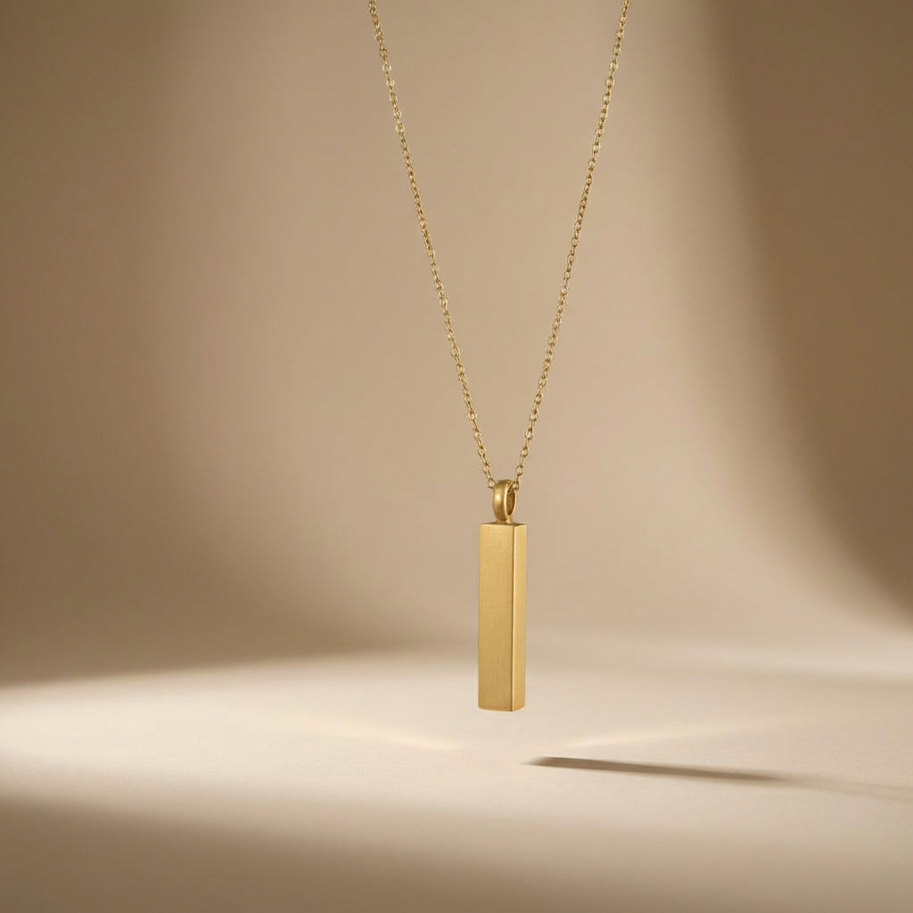 Gold Stainless Steel Cremation Necklace for Ashes - Sacred Pillar