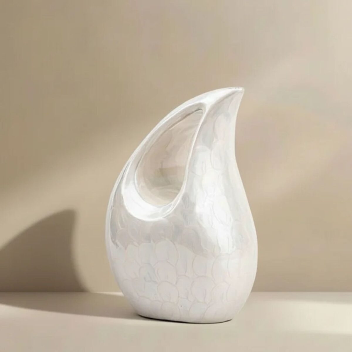 White Ceramic Modern Urn for Ashes - Gentle Drift