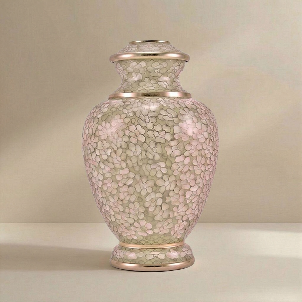 Gentle Blossom Ceramic Floral Cremation Urn for Ashes