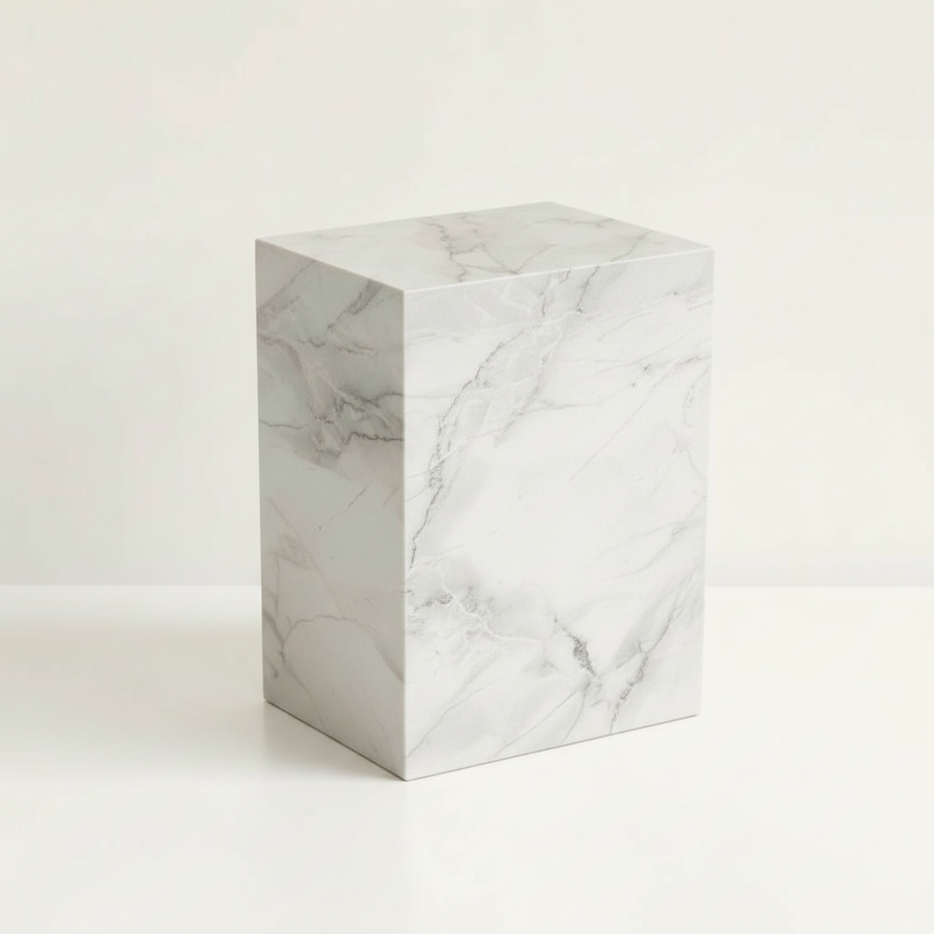 White Marble Modern Cremation Urn for Ashes - Pure Horizon
